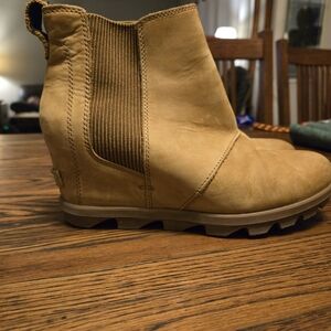 Sorel Tan Wedge Ankle Boots